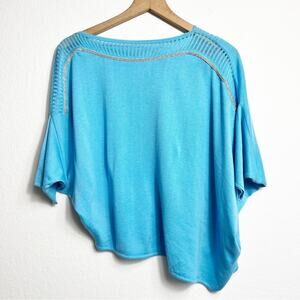 MING WANG WOMEN SIZE XS BLUE SILVER BLOUSE WITH DETAIL BRAND NEW